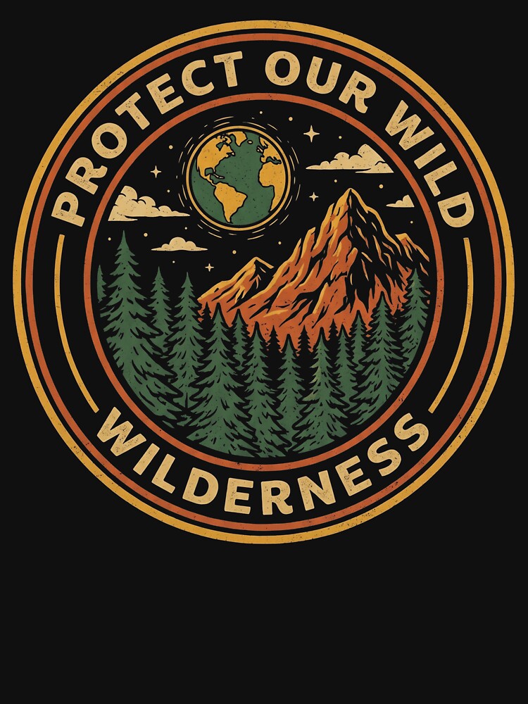 Protect Our Wild Wilderness Vintage Mountain Badge by TeNovaStudio ⭐⭐⭐⭐⭐