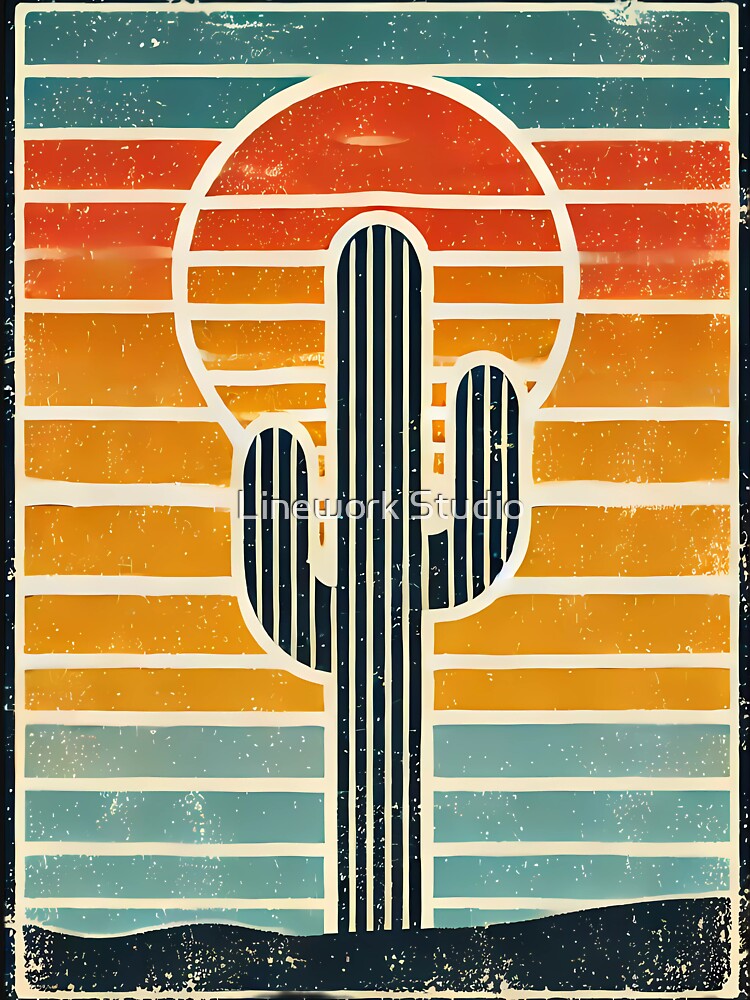 Retro Desert Vibes: Saguaro Sunset. by Linework Studio
