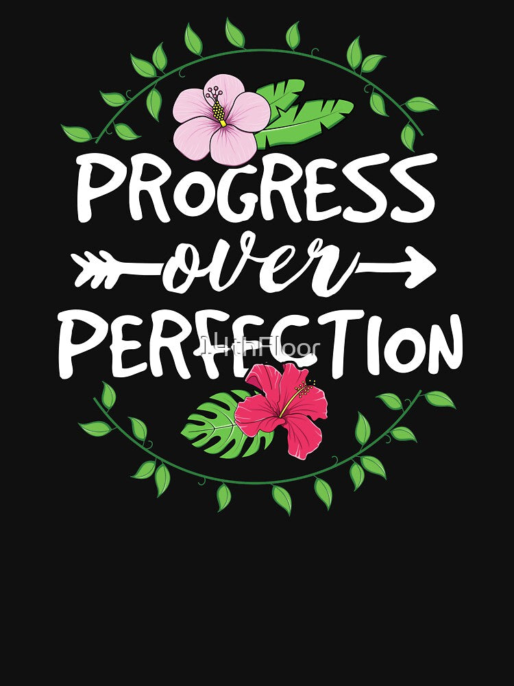 Progress Over Perfection Teacher T-Shirt for Women School by 14thFloor
