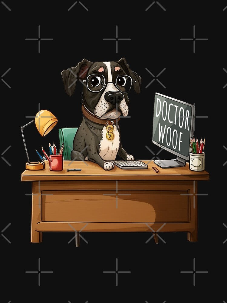 "Dogtor Woof Funny Dogtor T-Shirt" by Kamran-Sharjeel