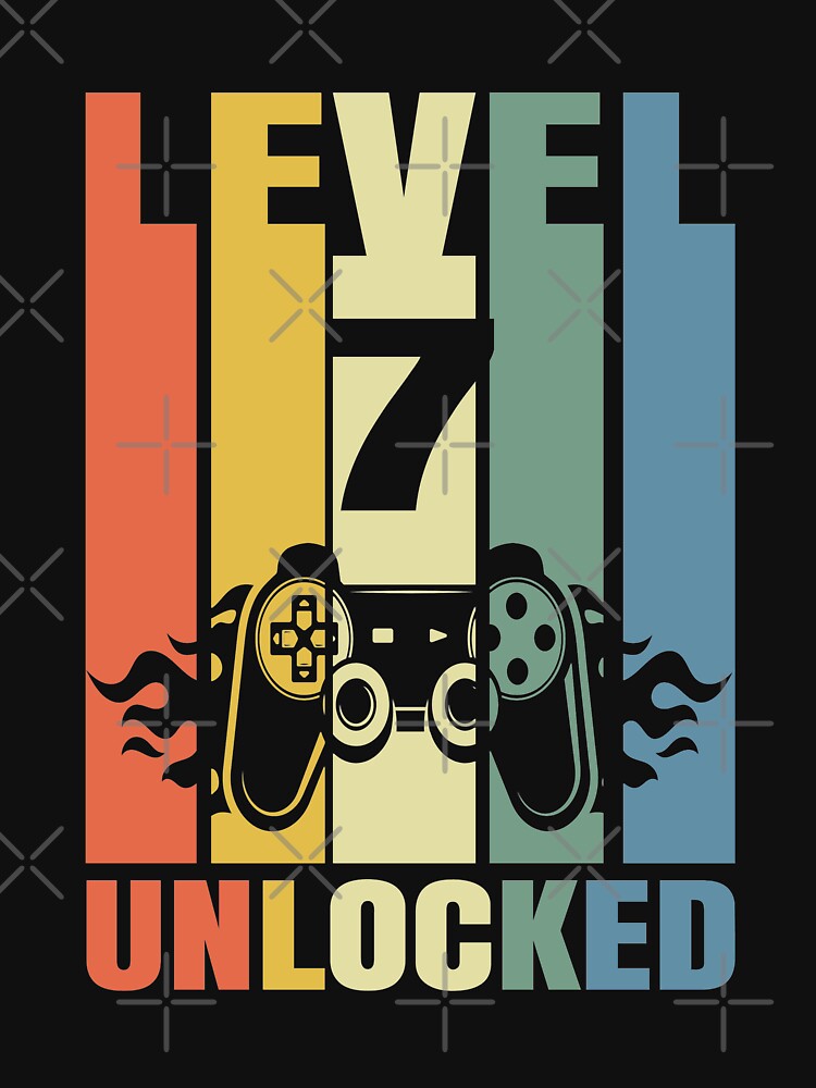 Level 7 Unlocked, Funny Video Gamer, 7th Birthday  Kids Gift by Ake10