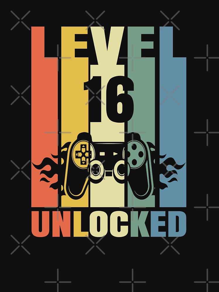 Level 16 Unlocked, Funny Video Gamer, 16th Birthday Gift by Ake10