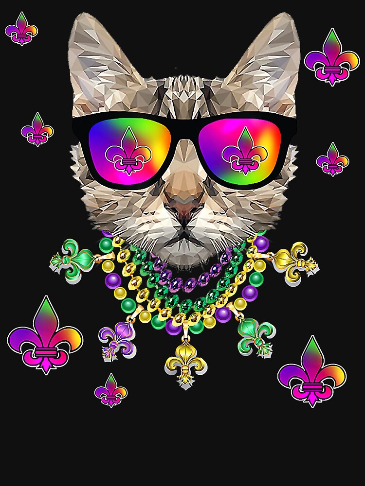 Mardi Gras New Orleans Funny Cat Mask Sunglasses by DanielDutkosky