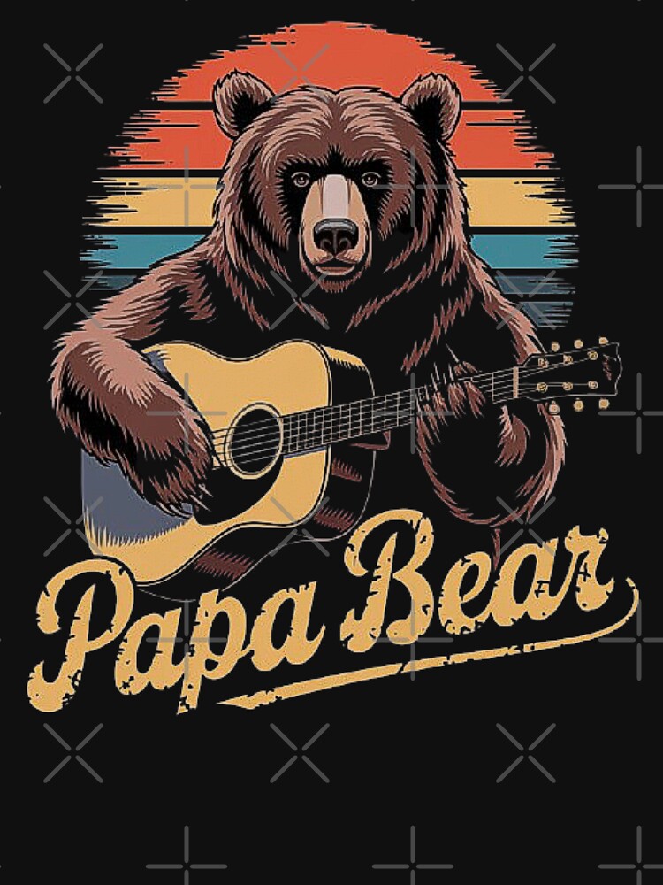 Papa Bear Playing Guitar – Retro Vintage Music Design by love3617