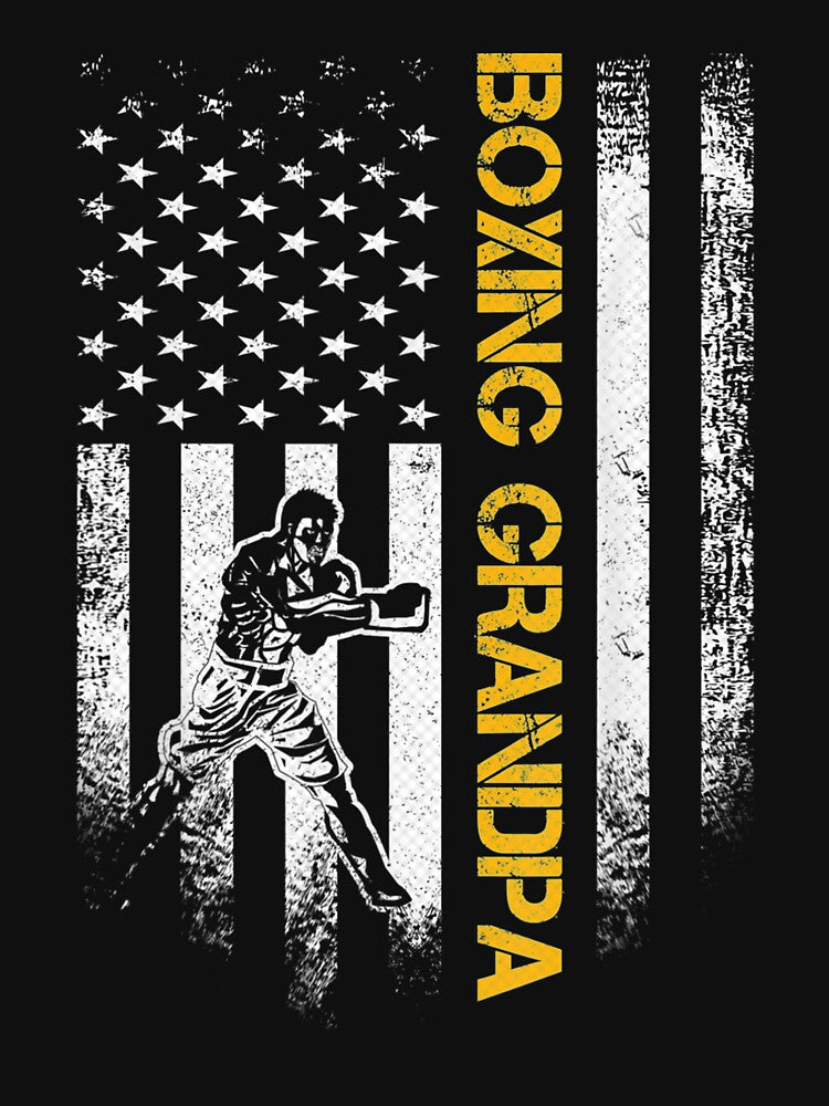 Vintage Usa American Flag Boxing Grandpa Boxer Silhouette Gift by lindafrances