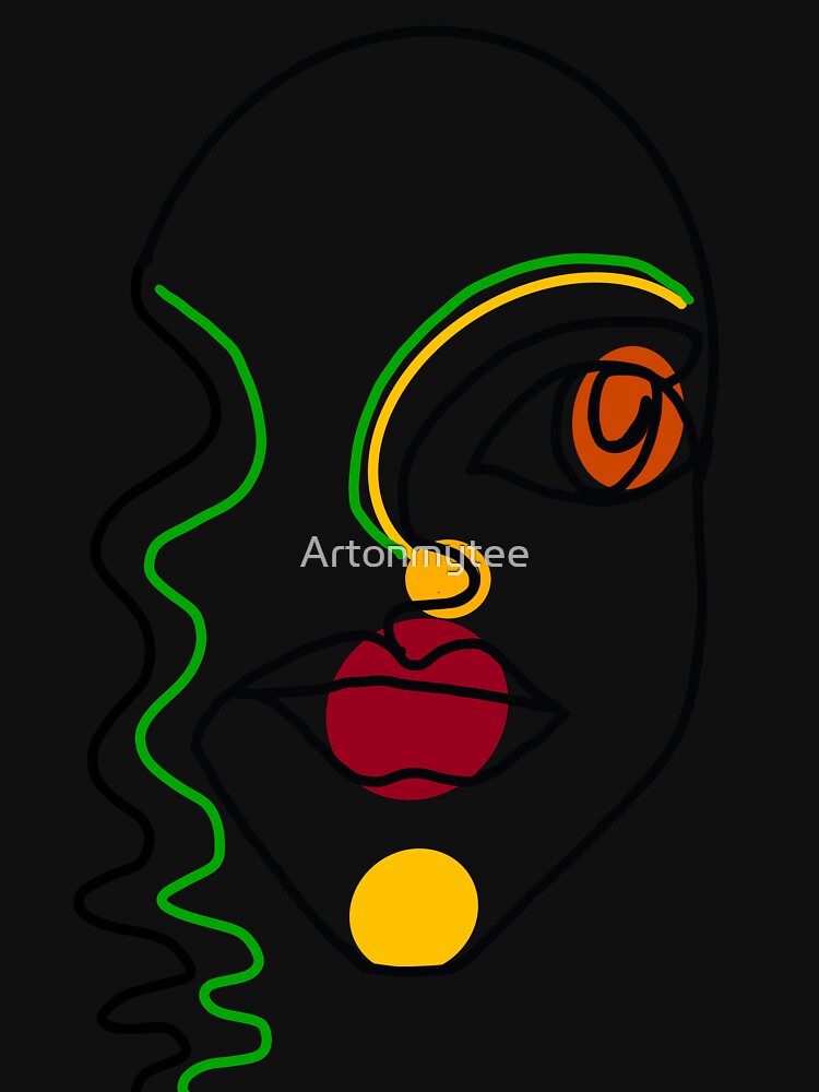 Picasso Inspired Line Art Female Face Print | Bold Colors Modern Cubist Style Illustration by Artonmytee