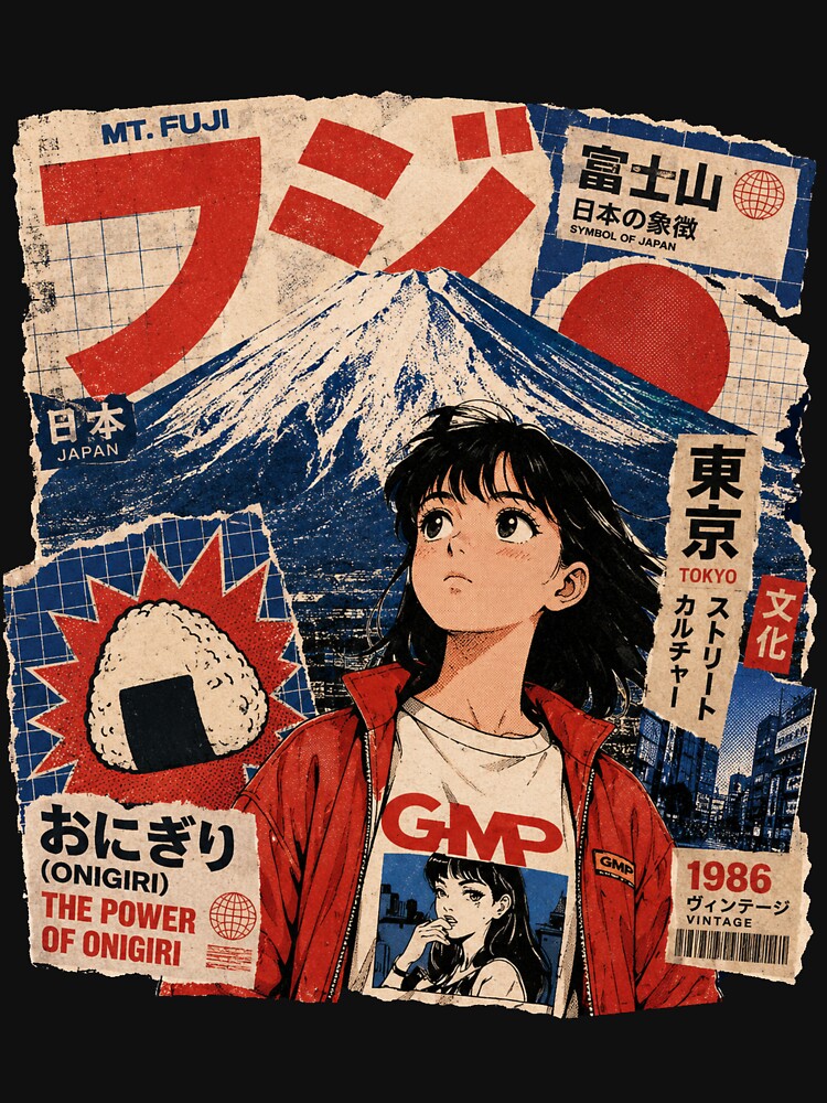 Mt. Fuji Manga Collage – Vintage Japanese Street Culture by zumerdiego