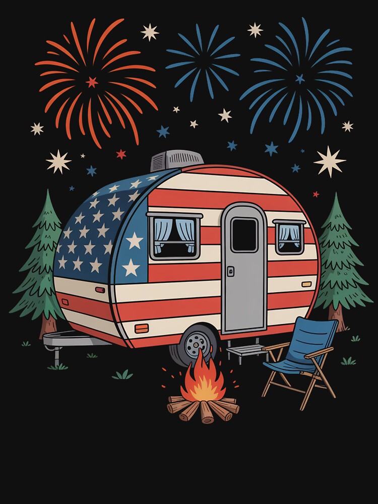 4Th July Camper Us Flag Patriotic by AnixieArtFun