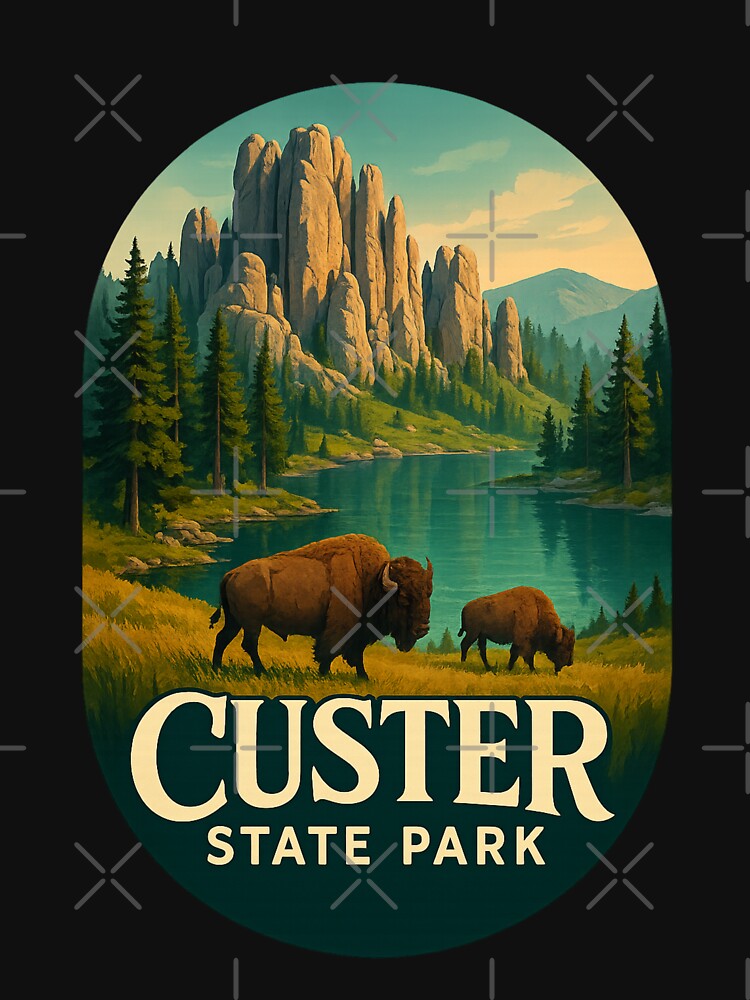 Custer State Park Granite Peaks and Bison by Aryabek