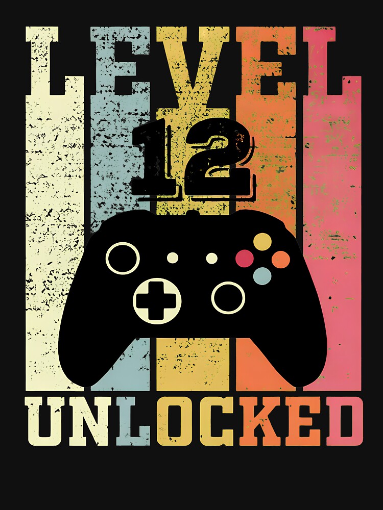 Level 12 Unlocked Retro Gaming Birthday Cool by OlyvieArt