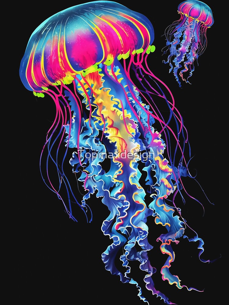 Colorful Psychedelic Neon Jellyfish by Topmaxdesign