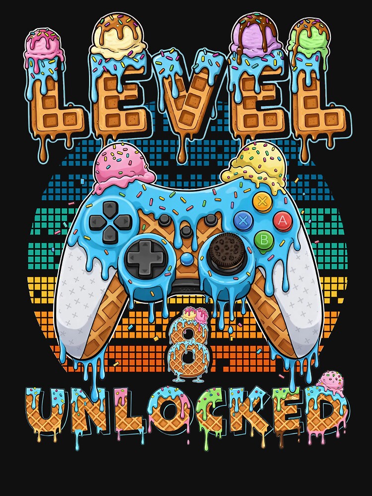 Level 8 Unlocked Gamer Birthday Tee by LarryMBrown
