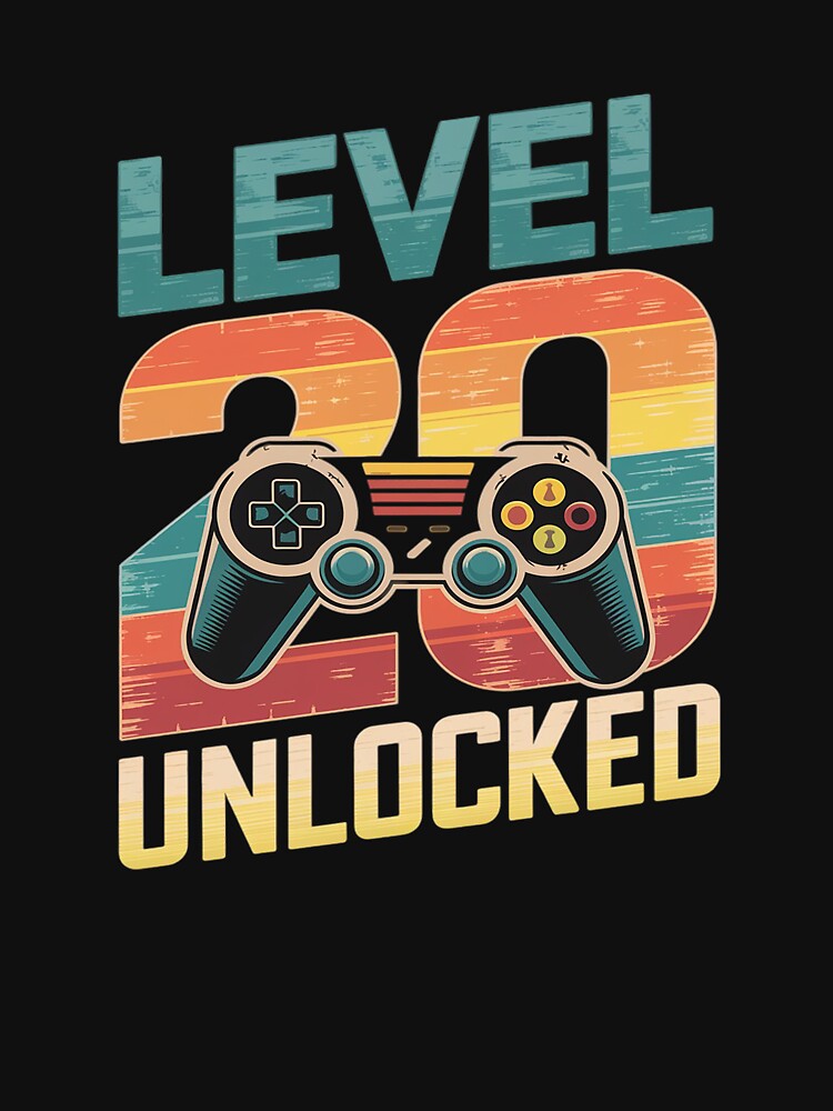 Level 20 Unlocked Video Gamer 20 Years Old 20th Birthday by angolinnArt