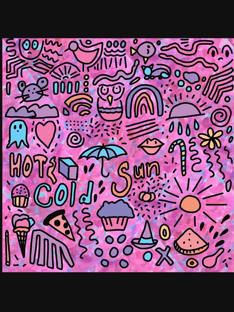 Hand Drawn Doodle Pattern Design Pink, Blue, and Lavender by NancyMerkle