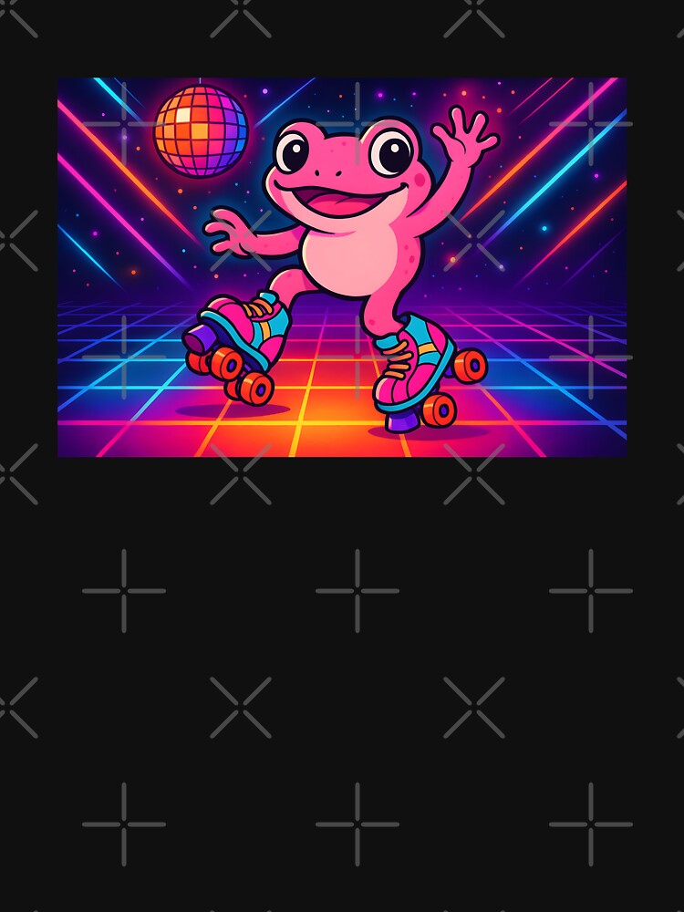 Disco Frog on Roller Skates in Neon Rink by SassyArtistry