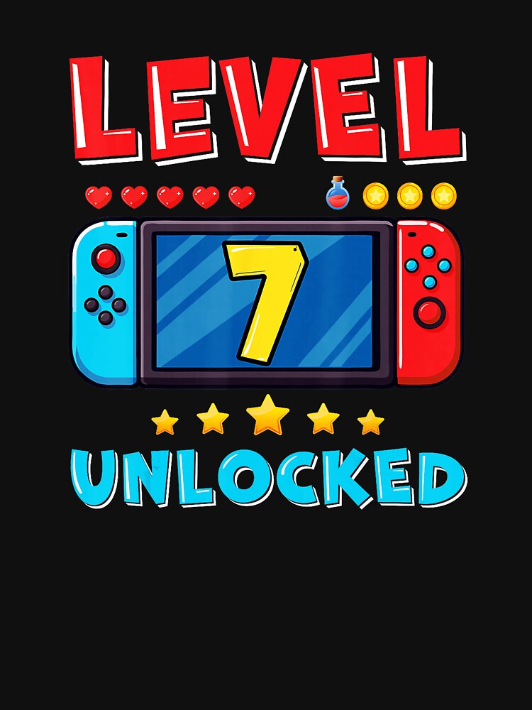 Level 7 Unlocked Gamer Birthday Retro Game Console by FGTV2021