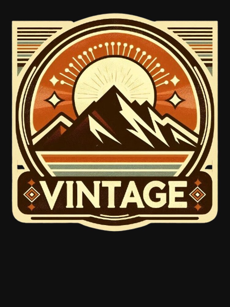 Vintage Mountain Emblem with Sunset by Dogandesighn