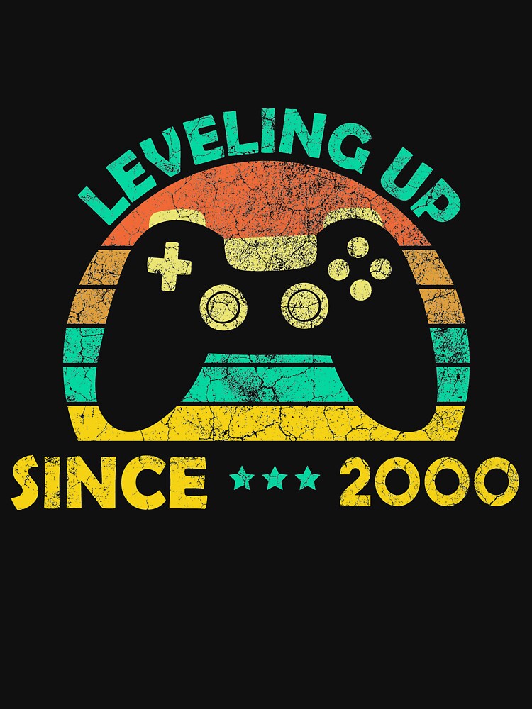 Born In 2000, Leveling Up Since 2000 Gamers Birthday Gift by Wadia Hamda