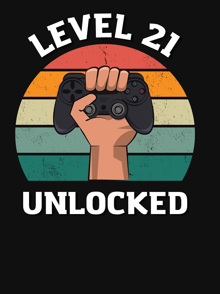 Birthday gift t-shirt for an 21-year-old, Gamer, Level 21 Unlocked by SooNS-Studio
