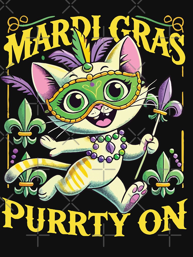 Mardi Gras Purrrty On Cat Celebration Fun by LuminOrb
