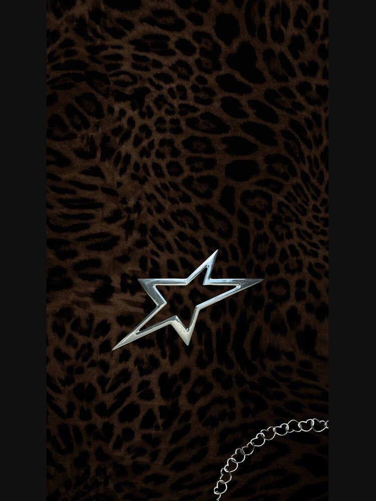 Leopard Chrome Star: Y2K It Girl Cheetah Aesthetic by BrontesWhimsyStore