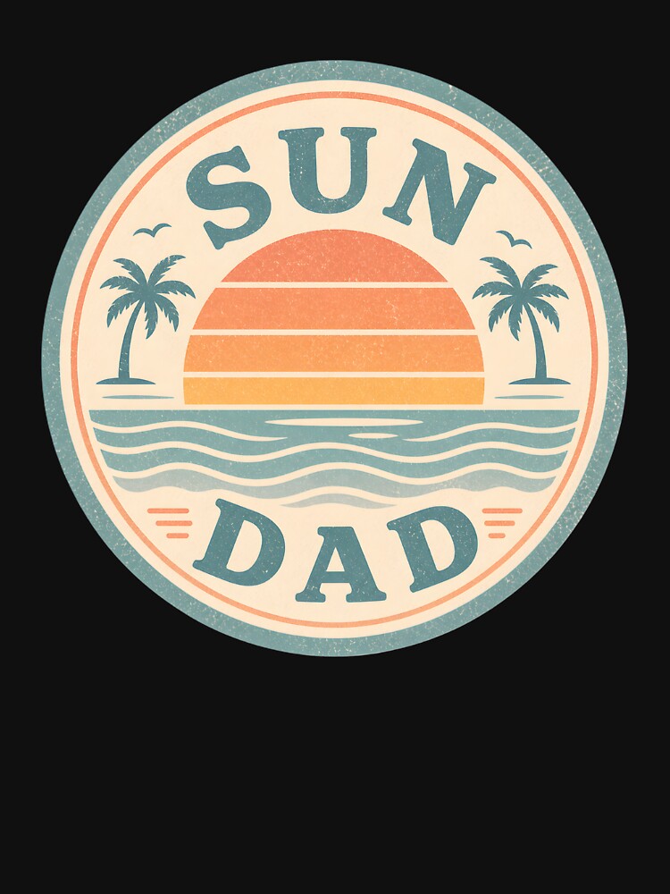 Vintage Sun Dad Beach Sunset T-Shirt Retro Ocean Waves Palm Trees Design by FestivityFinds