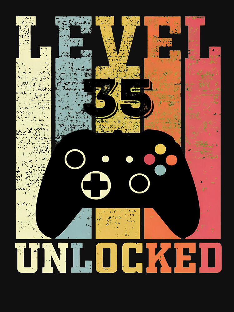 Level 35 Unlocked Video Game Birthday Retro by OlyvieArt