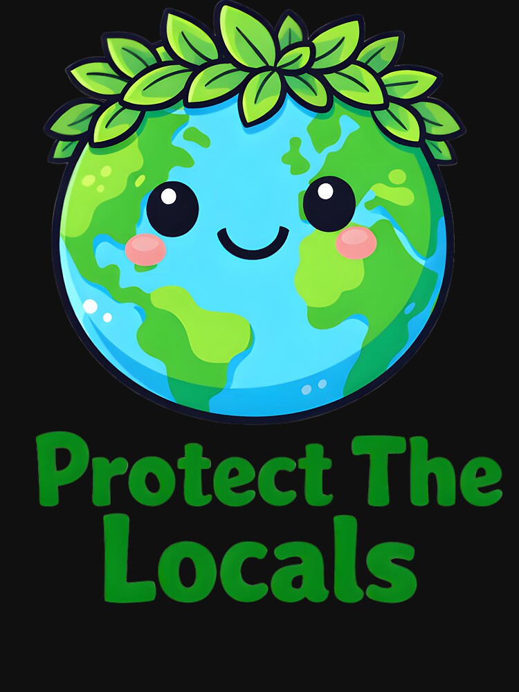 Protect The Locals Cute Kawaii Earth Day Environmental T‑Shirt by AnnDesignStudio