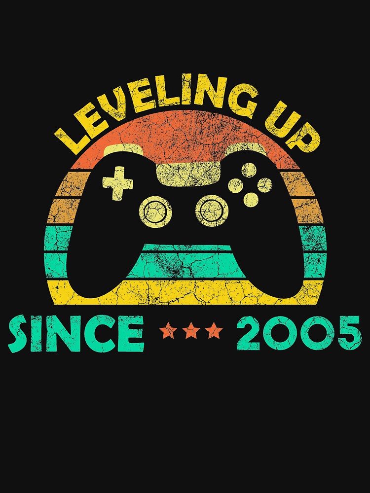 Born In 2005, Leveling Up Since 2005 Gamers Birthday Gift by Wadia Hamda