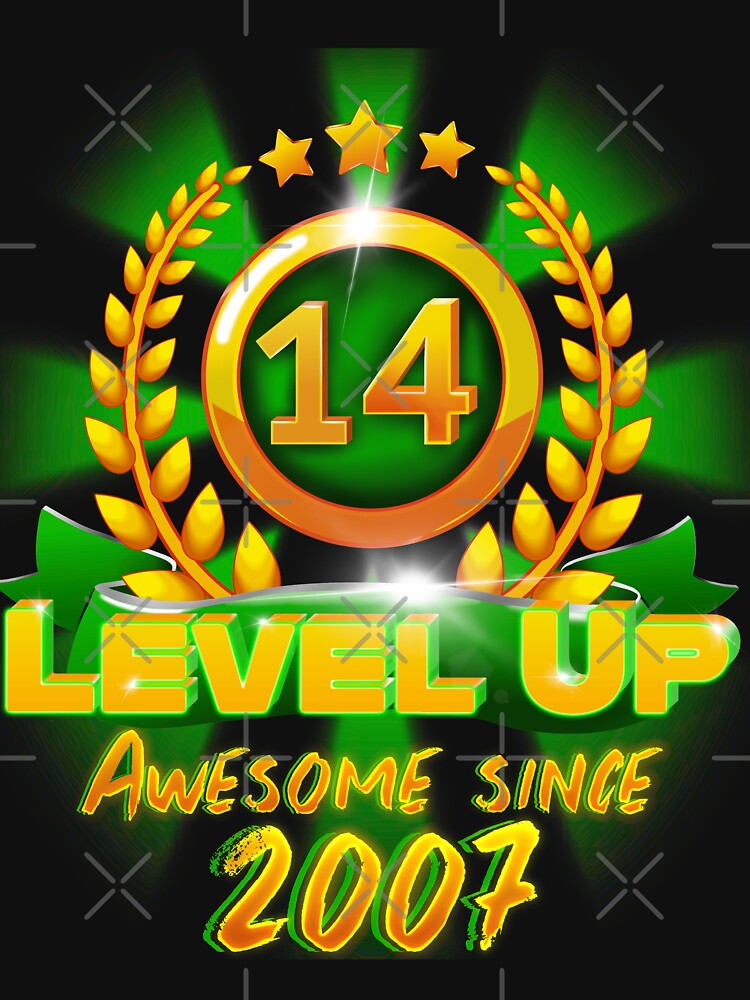 Age 14 Level Up Birthday Awesome Since 2007 Gamer by ScienceNStuff
