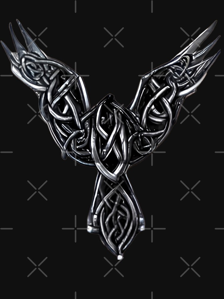 "Silver Raven Celtic Knot: A Symbol of Magic and Transformation" by 9000MilesToHome