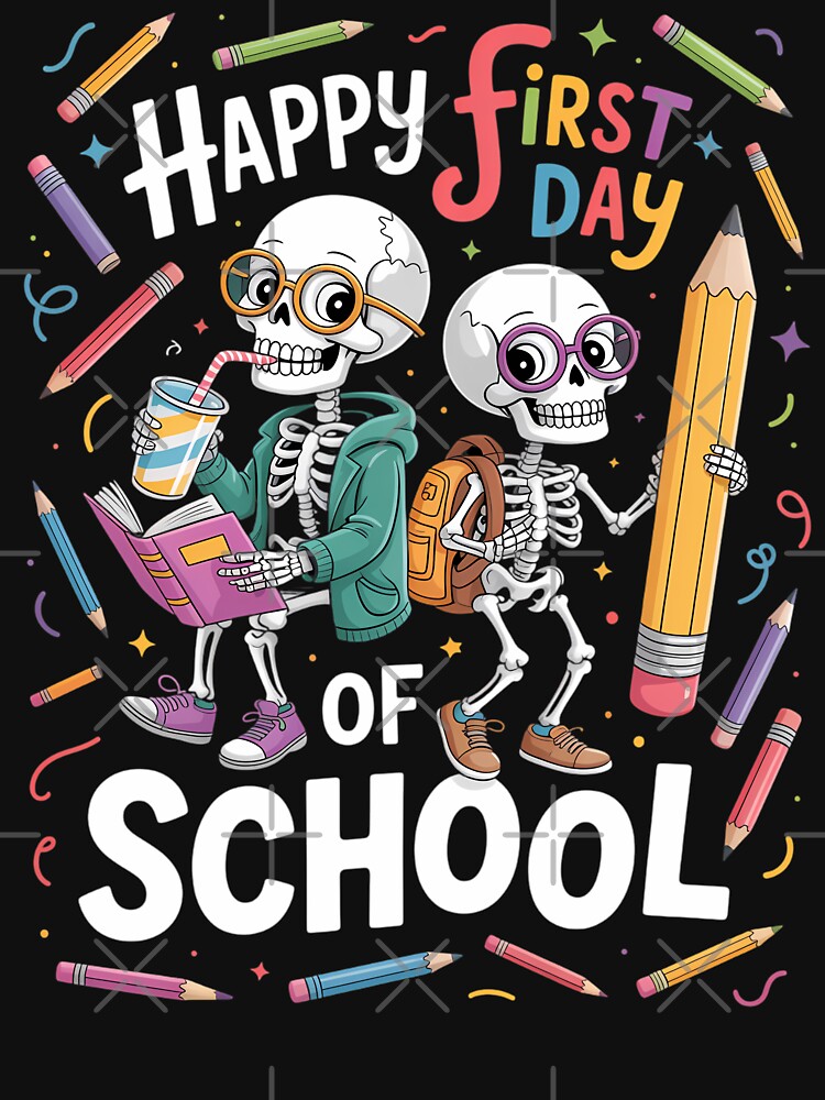 Happy First Day Of School Skeleton Teachers Students funny by brynatshop