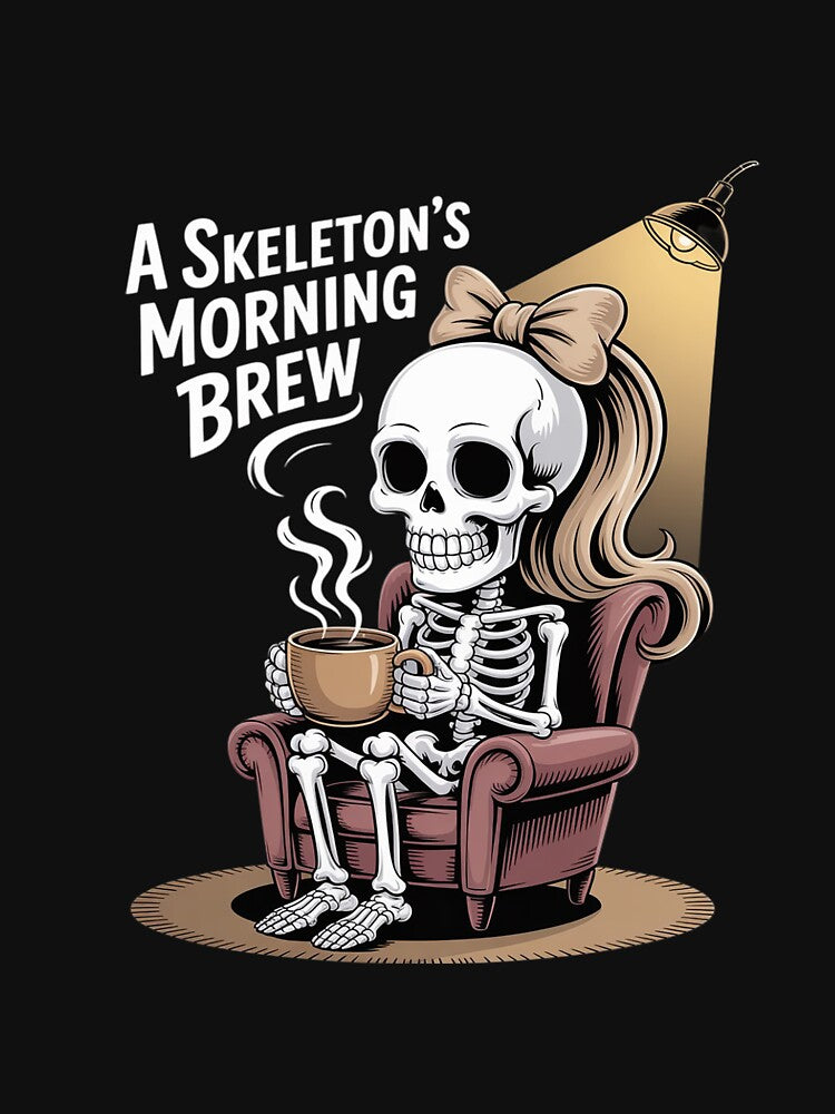 Halloween Skeleton Costume Women Messy Bun Drinking Coffee by CombatTask