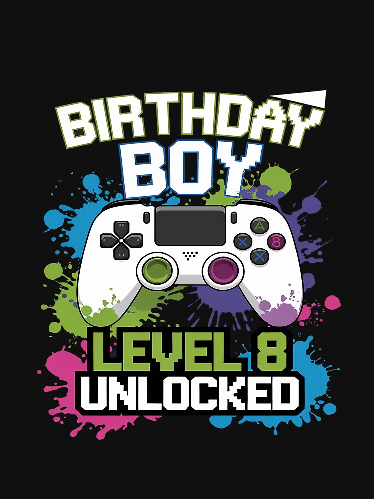 Level 8 Unlocked Video Game 8th Birthday Gamer Boys by CombatTask