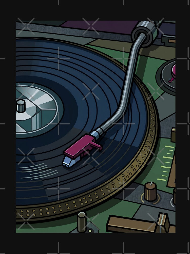 Vibrant Retro Turntable Graphic Illustration by infinitearte