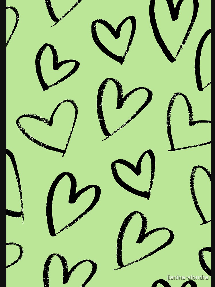 Green Heart Doodle Hand Drawn Pattern by jianina-alondra