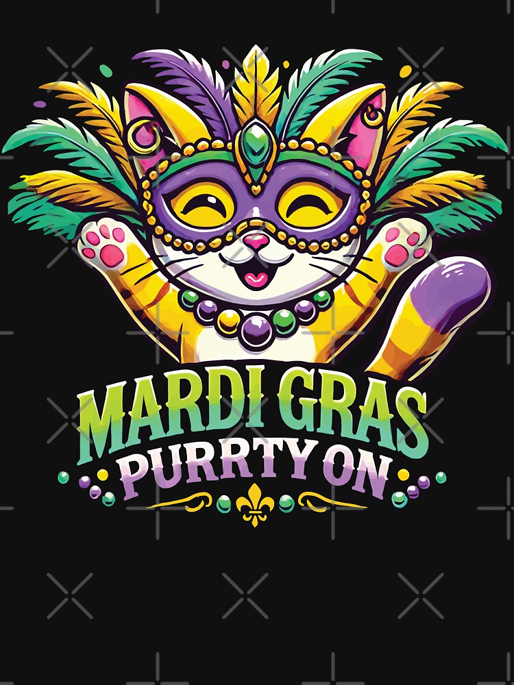 Mardi Gras Purrrty On Cat Mask by LuminOrb