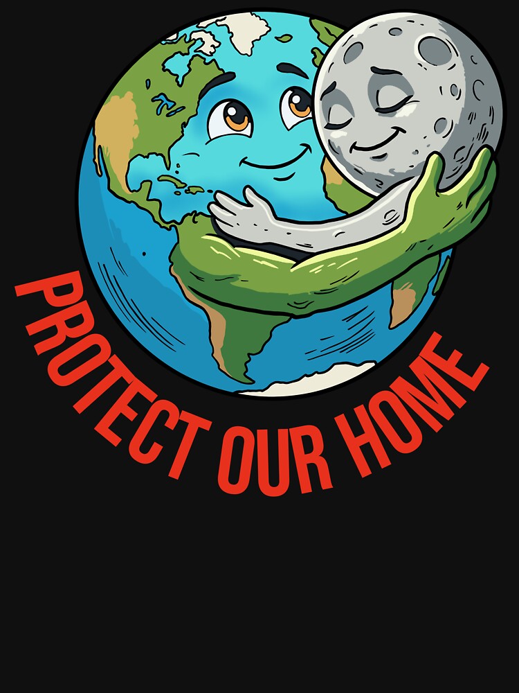 Protect Our Home – Earth And Moon Eco Cute Design by CARPIO Creations