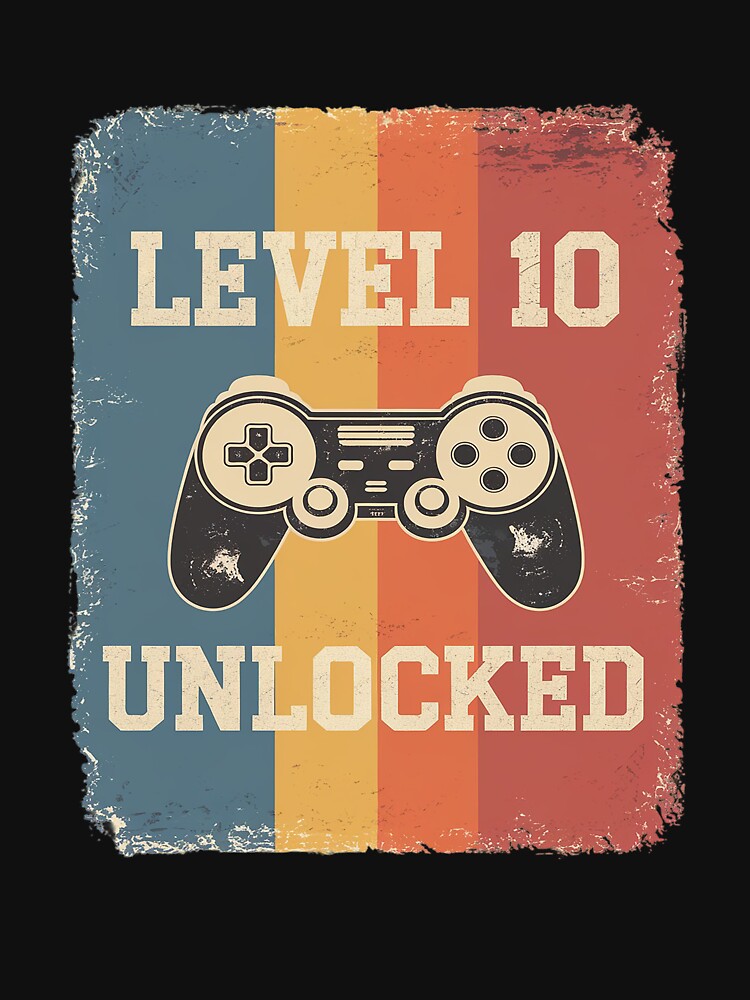 Level 10 Unlocked Video Gamer 10 Year Old 10th Birthday by DigitaldeligArt