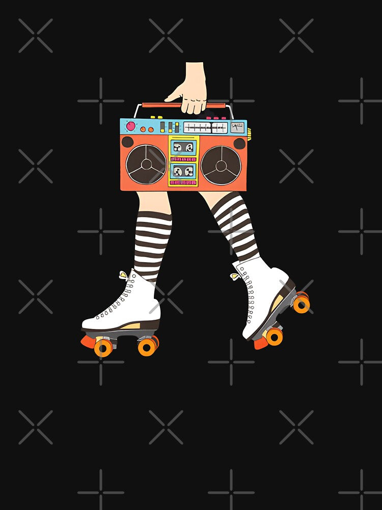 Retro Roller Skate Legs with Boombox — 80s Vibe Skater Girl Aesthetic by HBDStudio