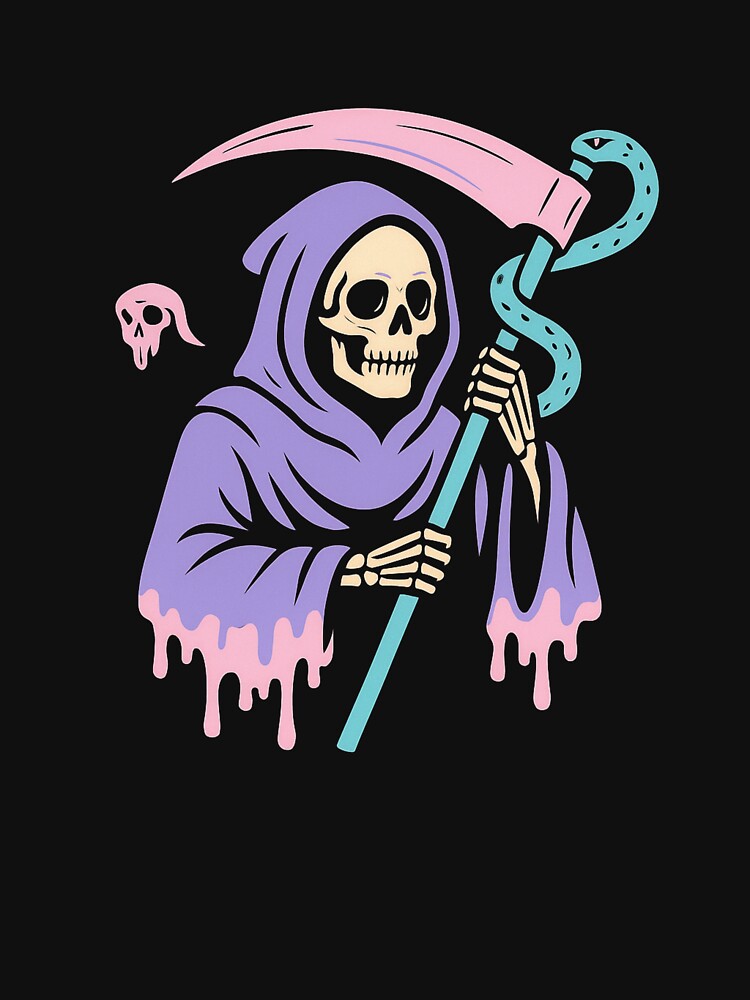 Pastel Goth Grim Reaper- Aesthetic Skeleton Design by zenithviv