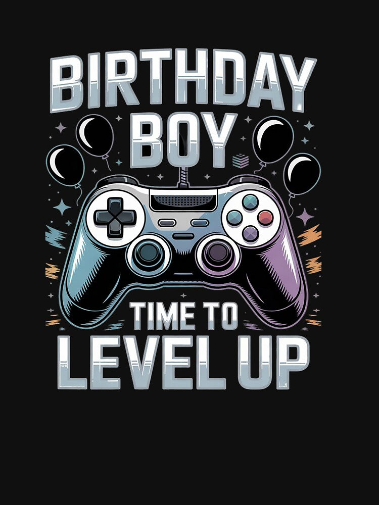 Birthday Boy Time to Level Up Video Gamer Birthday Boy by lilLilaBatArt