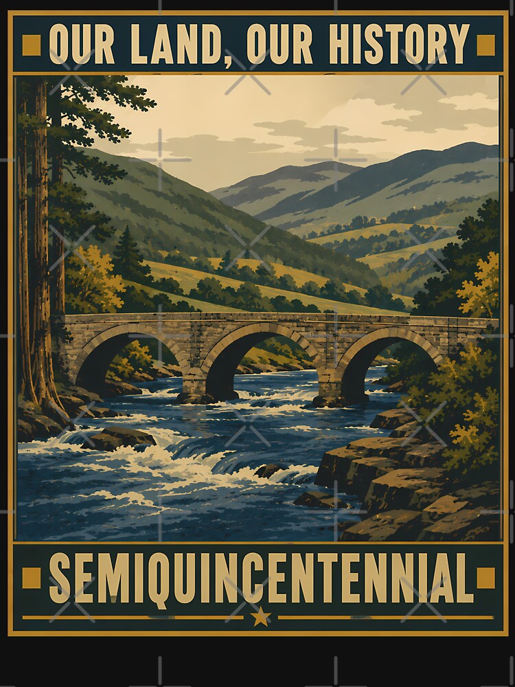 American Semiquincentennial Our Land Vintage Retro Landscape by chattsuede