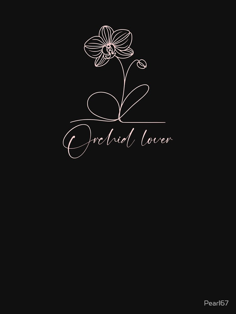 Minimalist orchid one line art for plant lovers. Dark by Pearl67