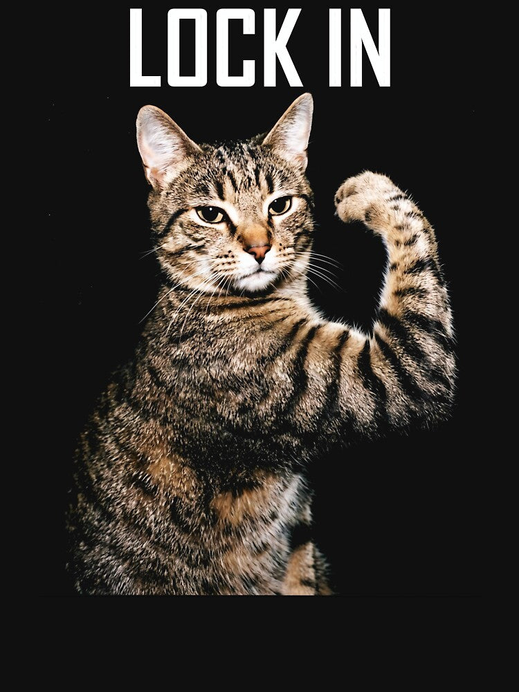 Lock In Cat Shirt Funny Tabby Cat Buff Arm Shirt Gym Cat Meme T-Shirt Gym Bro Gift Funny Workout Shirt Buff Cat Tee Gym Motivation Apparel [Black Shirt Only] by Off-Road-Zone