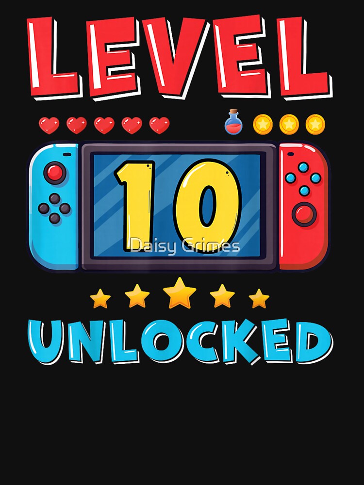 Level 10 Unlocked Awesome Since 2016 Video Game 10th Birthday Boy by Daisy Grimes