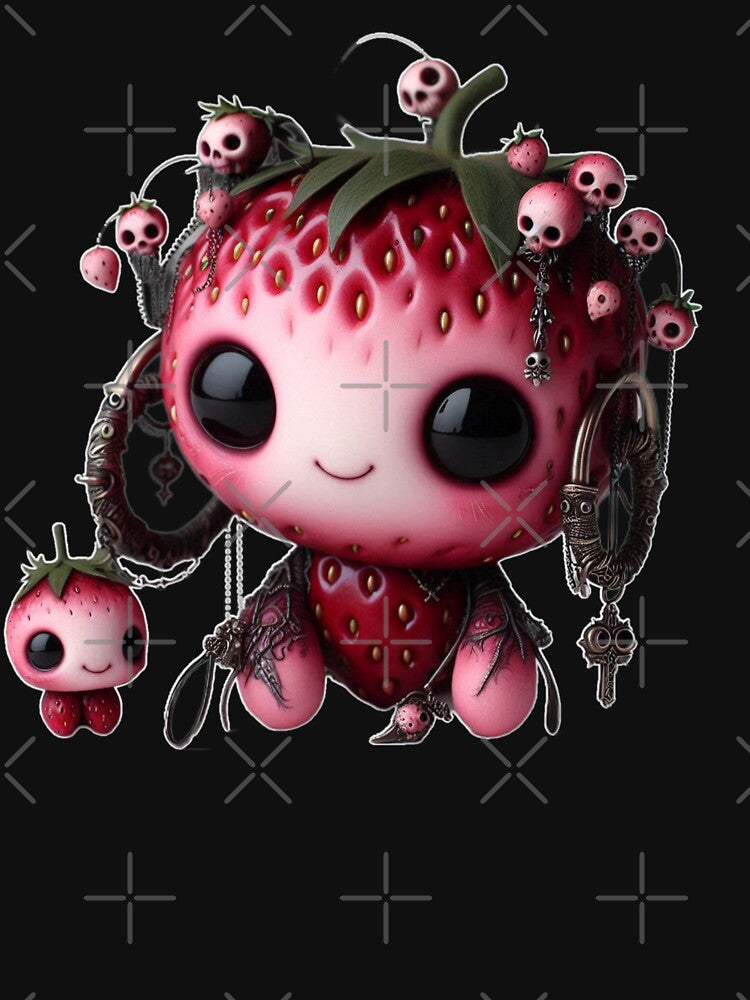Pastel Goth Strawberry Monster - Creepy Cute Fruits Collection by LujziWorld