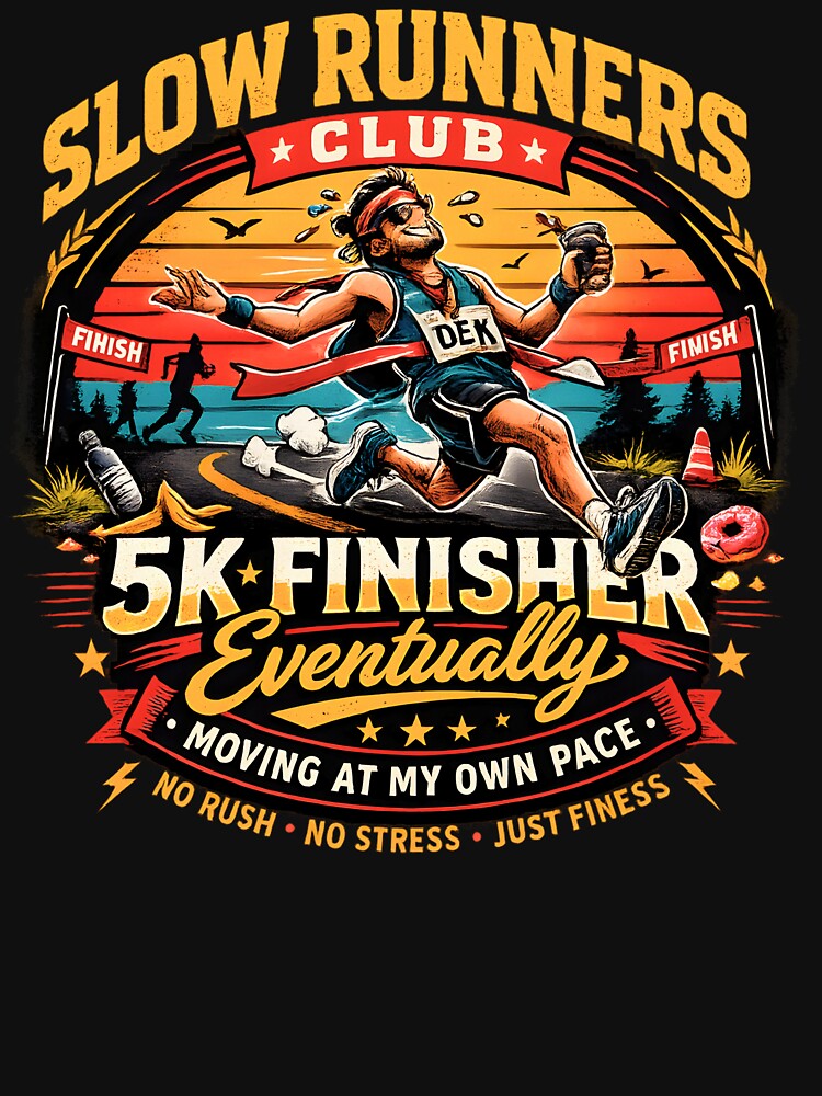 Slow Runners Club 5K Finisher Eventually Shirt – Funny Casual Jogger Running Design by AdicretorDesign