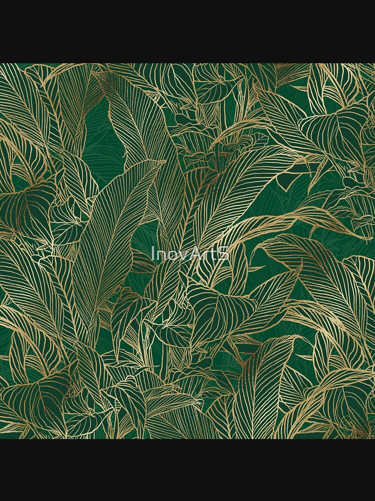 Modern Green Gold Foliage Plant Botanical Design by InovArtS