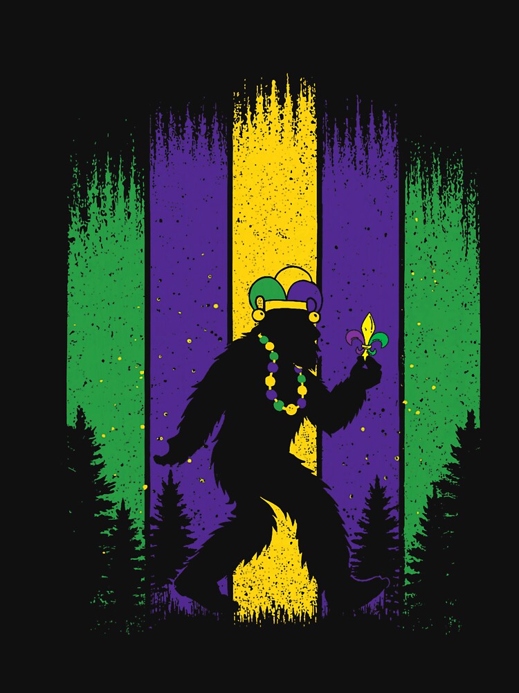 Bigfoot Mardi Gras Carnival Sasquatch Jester Beads Mens Boys by ArleneRowe